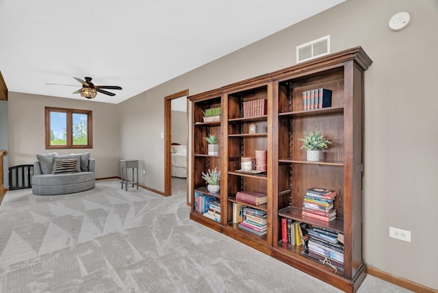19415 Lisadell Dr, Tinley Park, IL 60487 - living area featuring ceiling fan, carpet floors, and baseboards