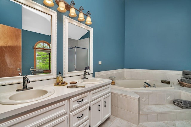 19415 Lisadell Dr, Tinley Park, IL 60487 - full bath with a garden tub, double vanity, and a stall shower