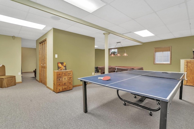 19415 Lisadell Dr, Tinley Park, IL 60487 - recreation room featuring a drop ceiling, carpet, and baseboards