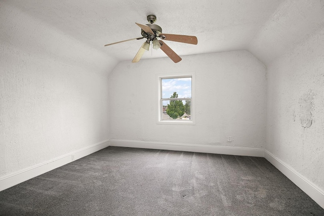175 N Washington Ave, Kankakee, IL 60901 - bonus room with lofted ceiling, carpet floors, baseboards, a textured wall, and a ceiling fan
