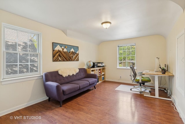 720 Beaver Rd, Glenview, IL 60025 - office with wood finished floors, baseboards, and vaulted ceiling