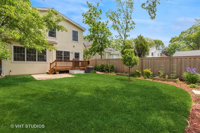 720 Beaver Rd, Glenview, IL 60025 - view of yard with a wooden deck and central air condition unit