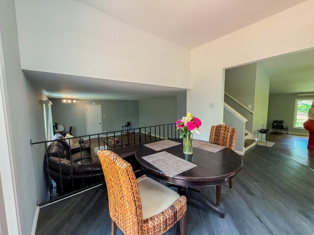 12533 S Iroquois Rd, Palos Park, IL 60464 - dining room featuring wood finished floors, stairs, and baseboards