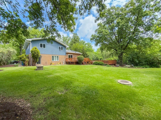12533 S Iroquois Rd, Palos Park, IL 60464 - view of grassy yard with a wooden deck