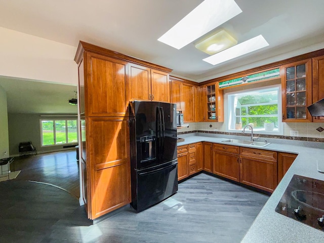 12533 S Iroquois Rd, Palos Park, IL 60464 - kitchen featuring black appliances, a sink, healthy amount of natural light, and wood finished floors