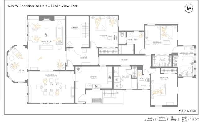 635 W Sheridan Rd Unit 3, Chicago, IL 60613 - room layout