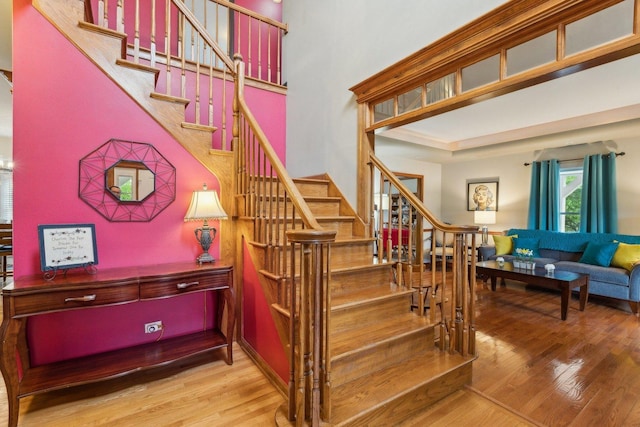 310 Westhaven Cir, Geneva, IL 60134 - stairway featuring wood finished floors and a towering ceiling