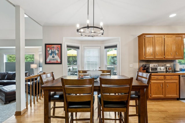 310 Westhaven Cir, Geneva, IL 60134 - dining space featuring light wood-style flooring, a chandelier, and recessed lighting