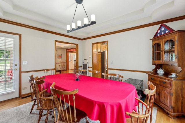 310 Westhaven Cir, Geneva, IL 60134 - dining room with a tray ceiling, wood finished floors, and a chandelier