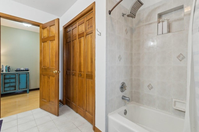 310 Westhaven Cir, Geneva, IL 60134 - bathroom with shower / tub combo and tile patterned flooring