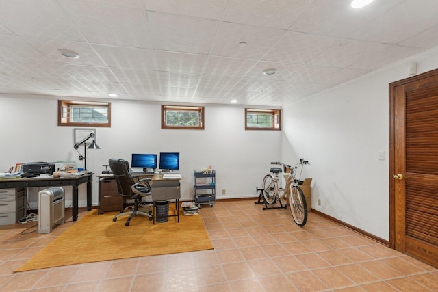 310 Westhaven Cir, Geneva, IL 60134 - office featuring healthy amount of natural light, light tile patterned floors, recessed lighting, and baseboards