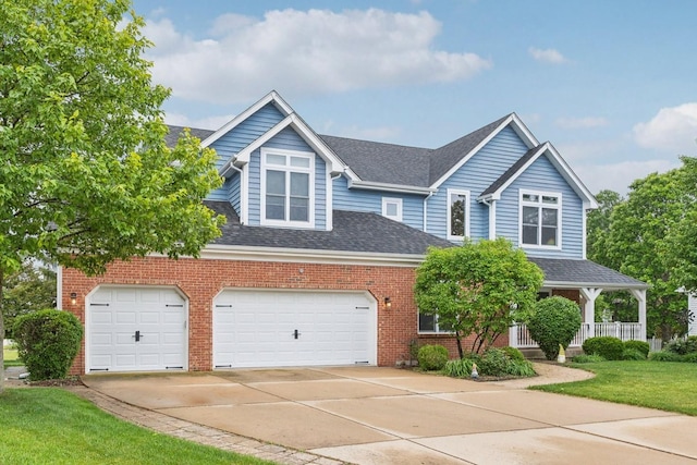 310 Westhaven Cir, Geneva, IL 60134 - traditional-style house with concrete driveway, a garage, brick siding, and roof with shingles
