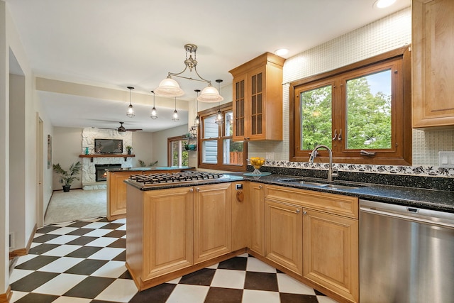 36 Shore Dr, Schaumburg, IL 60193 - kitchen with stainless steel appliances, a sink, tile patterned floors, and plenty of natural light
