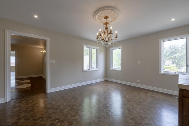3745 Whirlaway Dr, Northbrook, IL 60062 - empty room with a chandelier, baseboards, and recessed lighting