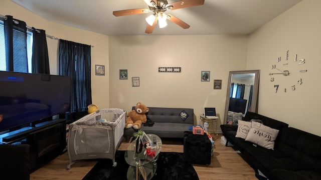 2160 S Millard Ave, Chicago, IL 60623 - living area featuring wood finished floors and a ceiling fan