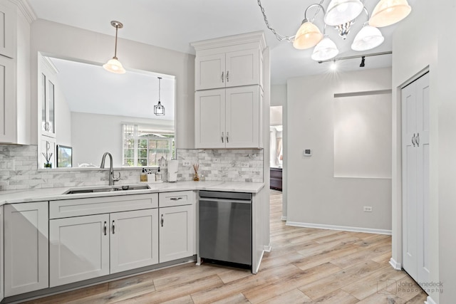1553 Catalina Ln, Aurora, IL 60504 - kitchen with dishwasher, a sink, light countertops, and backsplash