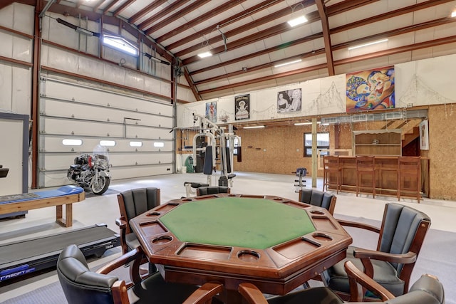 701A Hill Dr, Rock Falls, IL 61071 - game room with high vaulted ceiling and a garage