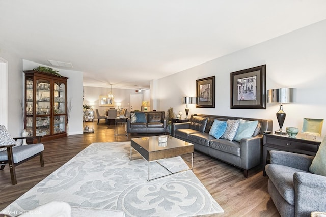 445 N Park Blvd Unit 3D, Glen Ellyn, IL 60137 - living room with a chandelier and wood finished floors
