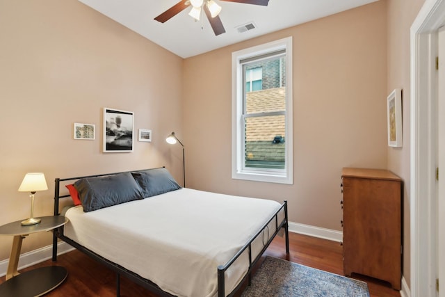 1626 S Morgan St Unit 2, Chicago, IL 60608 - bedroom with baseboards, wood finished floors, and a ceiling fan