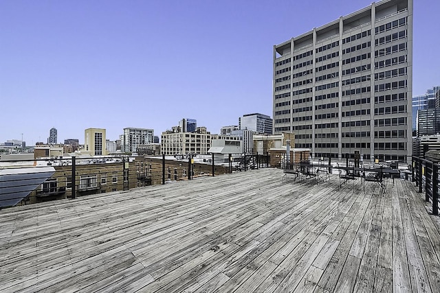 420 S Clinton St Unit 408A, Chicago, IL 60607 - wooden deck featuring a skyline view
