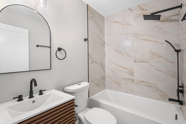 18908 E Louise Dr, Lansing, IL 60438 - bathroom featuring vanity, toilet, and tub / shower combination