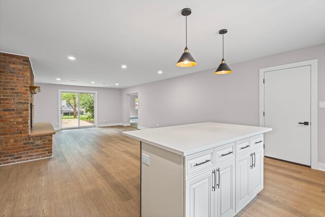 18908 E Louise Dr, Lansing, IL 60438 - kitchen featuring light wood-style floors, decorative light fixtures, light countertops, and recessed lighting