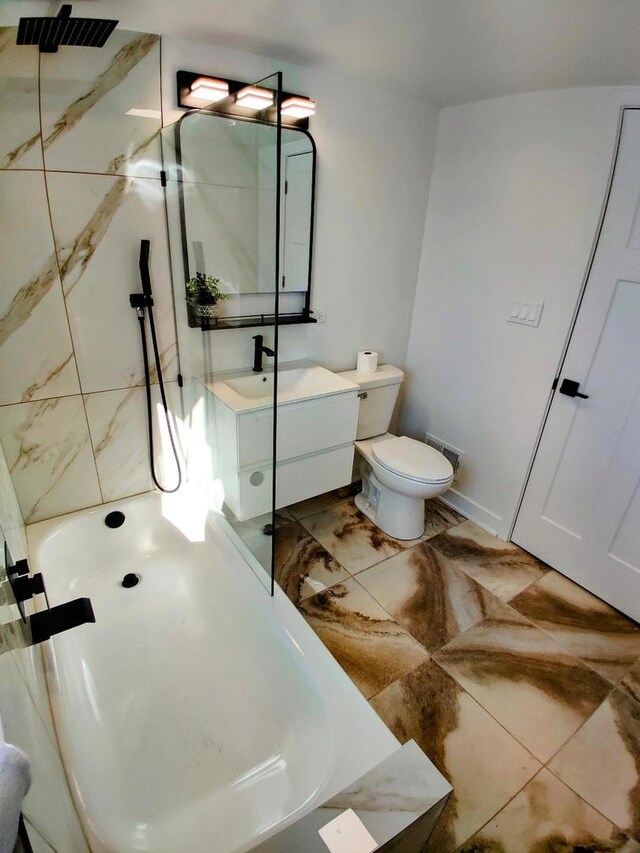 7726 N Harlem Ave, Niles, IL 60714 - bathroom with toilet, vanity, and a shower