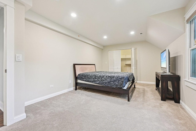 93 Liberty St, West Dundee, IL 60118 - bedroom featuring carpet flooring, baseboards, recessed lighting, and lofted ceiling