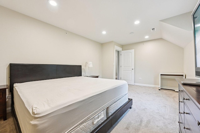 93 Liberty St, West Dundee, IL 60118 - bedroom featuring light colored carpet, recessed lighting, baseboards, and lofted ceiling