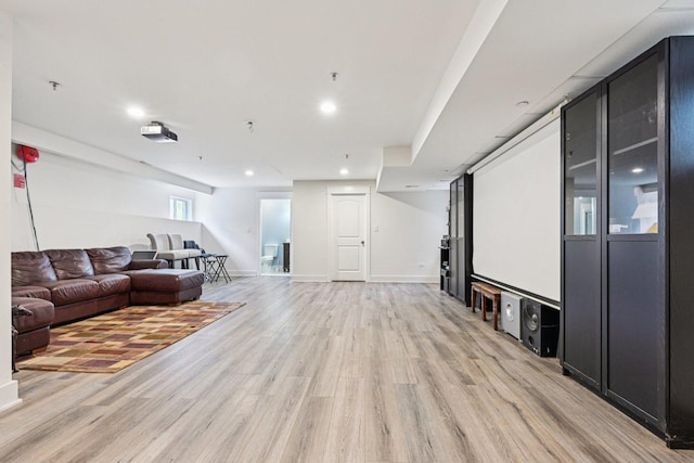 93 Liberty St, West Dundee, IL 60118 - living area featuring light wood-style floors, recessed lighting, and baseboards