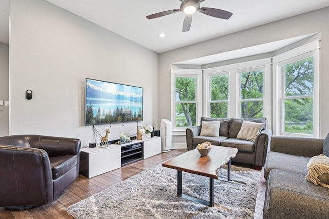 93 Liberty St, West Dundee, IL 60118 - living area featuring healthy amount of natural light, wood finished floors, ceiling fan, and recessed lighting