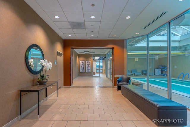 222 N Columbus Dr Unit 2808, Chicago, IL 60601 - hall featuring recessed lighting, a paneled ceiling, and baseboards