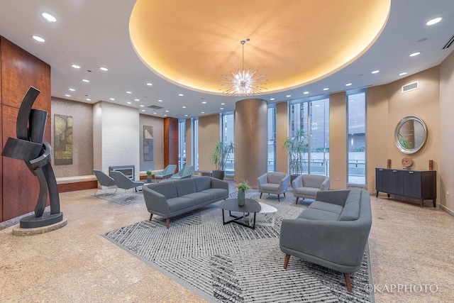 222 N Columbus Dr Unit 2808, Chicago, IL 60601 - building lobby featuring recessed lighting and a wall of windows
