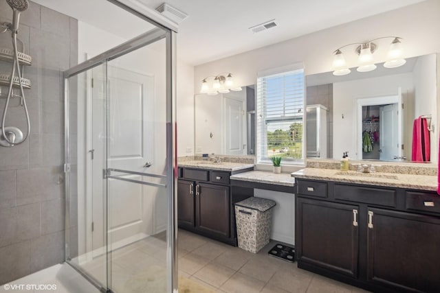 14 E Moseley Rd, Palatine, IL 60074 - full bathroom with a stall shower, vanity, tile patterned floors, and a walk in closet