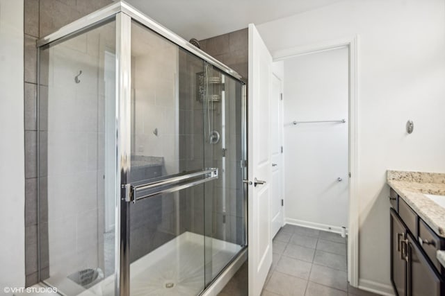 14 E Moseley Rd, Palatine, IL 60074 - full bath with vanity, a shower stall, and tile patterned flooring
