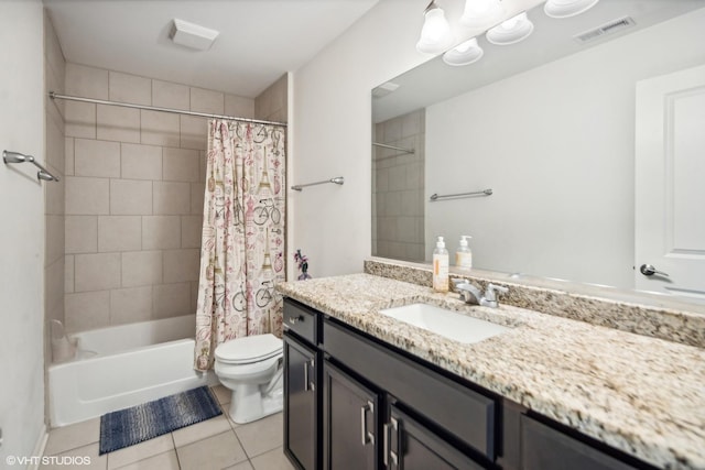 14 E Moseley Rd, Palatine, IL 60074 - full bath with tile patterned flooring, vanity, toilet, and shower / bath combo with shower curtain