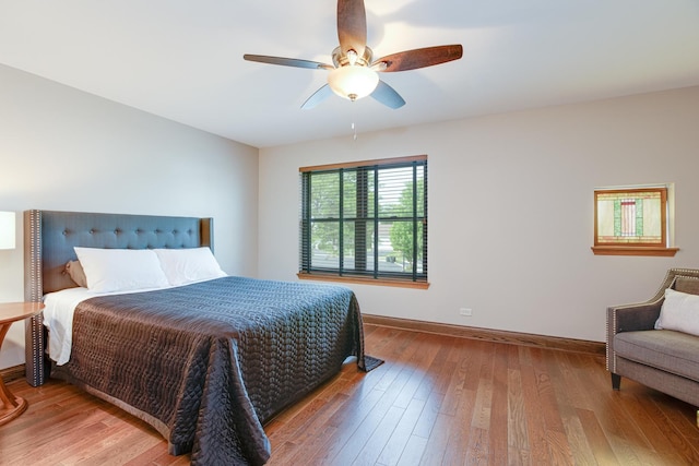 2907 Camden Dr, West Chicago, IL 60185 - bedroom with hardwood / wood-style flooring, baseboards, and ceiling fan