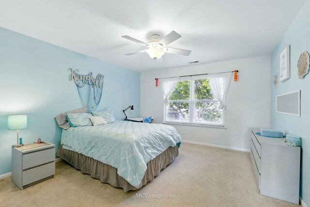 16347 W Cagwin Dr, Lockport, IL 60441 - bedroom with light carpet and a ceiling fan