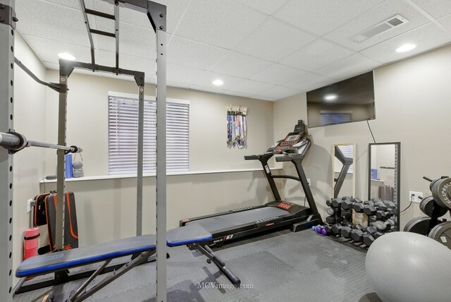 16347 W Cagwin Dr, Lockport, IL 60441 - workout area featuring a drop ceiling and recessed lighting