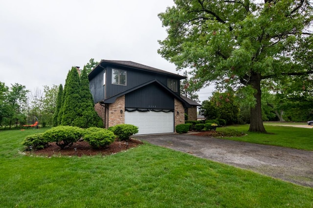 3142 Monterey Dr, Flossmoor, IL 60422 - view of front of home featuring asphalt driveway, brick siding, a front yard, and an attached garage