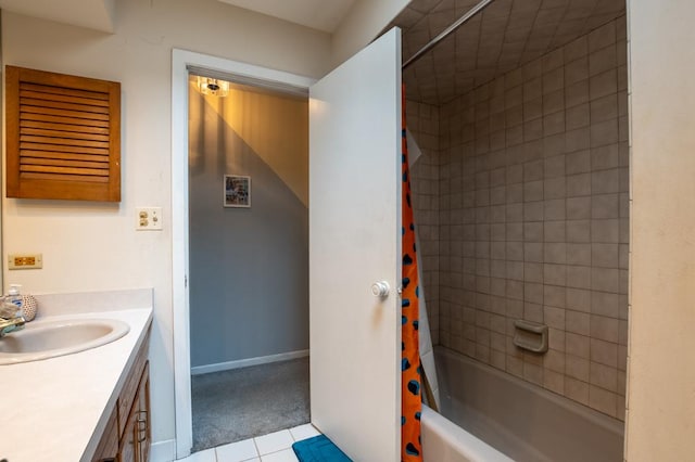 3142 Monterey Dr, Flossmoor, IL 60422 - bathroom with vanity, tile patterned floors, and shower / bathtub combination with curtain
