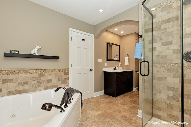 34942 N Gogol Ave, Ingleside, IL 60041 - bathroom featuring a shower stall, a tub with jets, and vanity