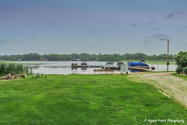 34942 N Gogol Ave, Ingleside, IL 60041 - dock area featuring a water view and a lawn