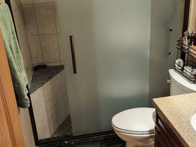 3300 N Carriageway Dr Unit 209, Arlington Heights, IL 60004 - full bathroom featuring toilet, vanity, and tiled shower