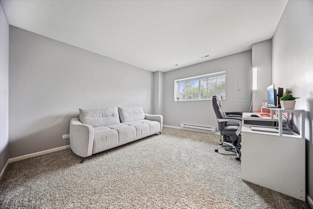 3808 Honeysuckle Ln, Elgin, IL 60124 - carpeted office with baseboard heating and baseboards