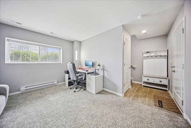 3808 Honeysuckle Ln, Elgin, IL 60124 - carpeted office space featuring baseboard heating and baseboards