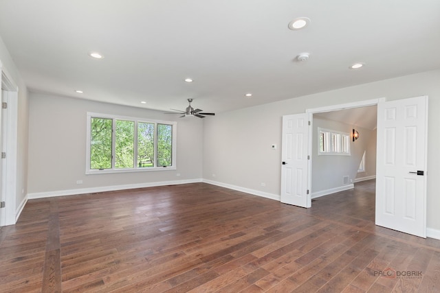 6517 Saddle Ridge Ct, Long Grove, IL 60047 - empty room with healthy amount of natural light, a ceiling fan, wood finished floors, recessed lighting, and a smoke detector