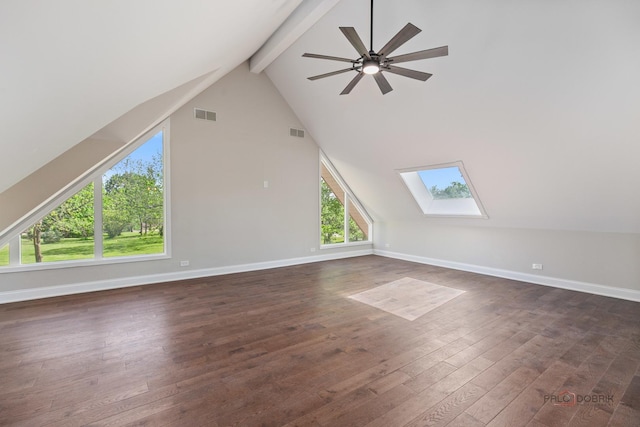 6517 Saddle Ridge Ct, Long Grove, IL 60047 - bonus room featuring a skylight, dark wood-style flooring, and a ceiling fan