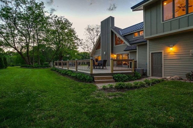6517 Saddle Ridge Ct, Long Grove, IL 60047 - view of grassy yard with a wooden deck