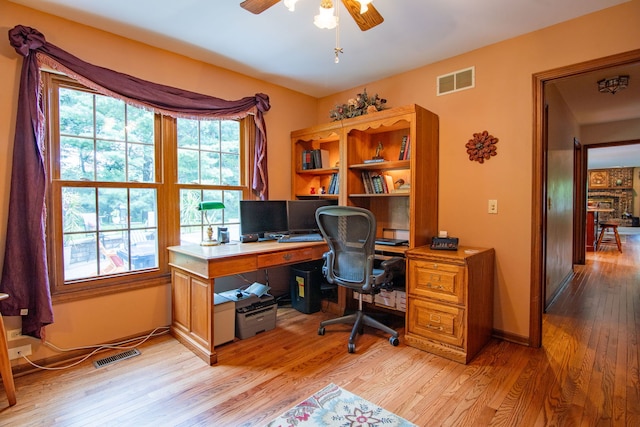 5N647 Forest Glen Ln, Saint Charles, IL 60175 - office featuring light wood-style floors and ceiling fan